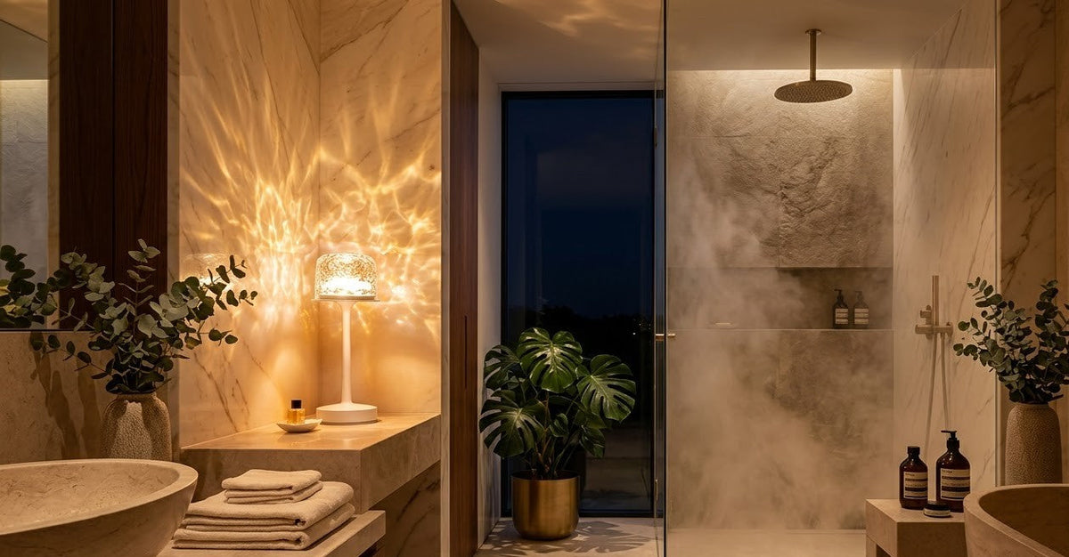 Warm ambient waterproof lighting in a spa-style bathroom – YJHAOTOU