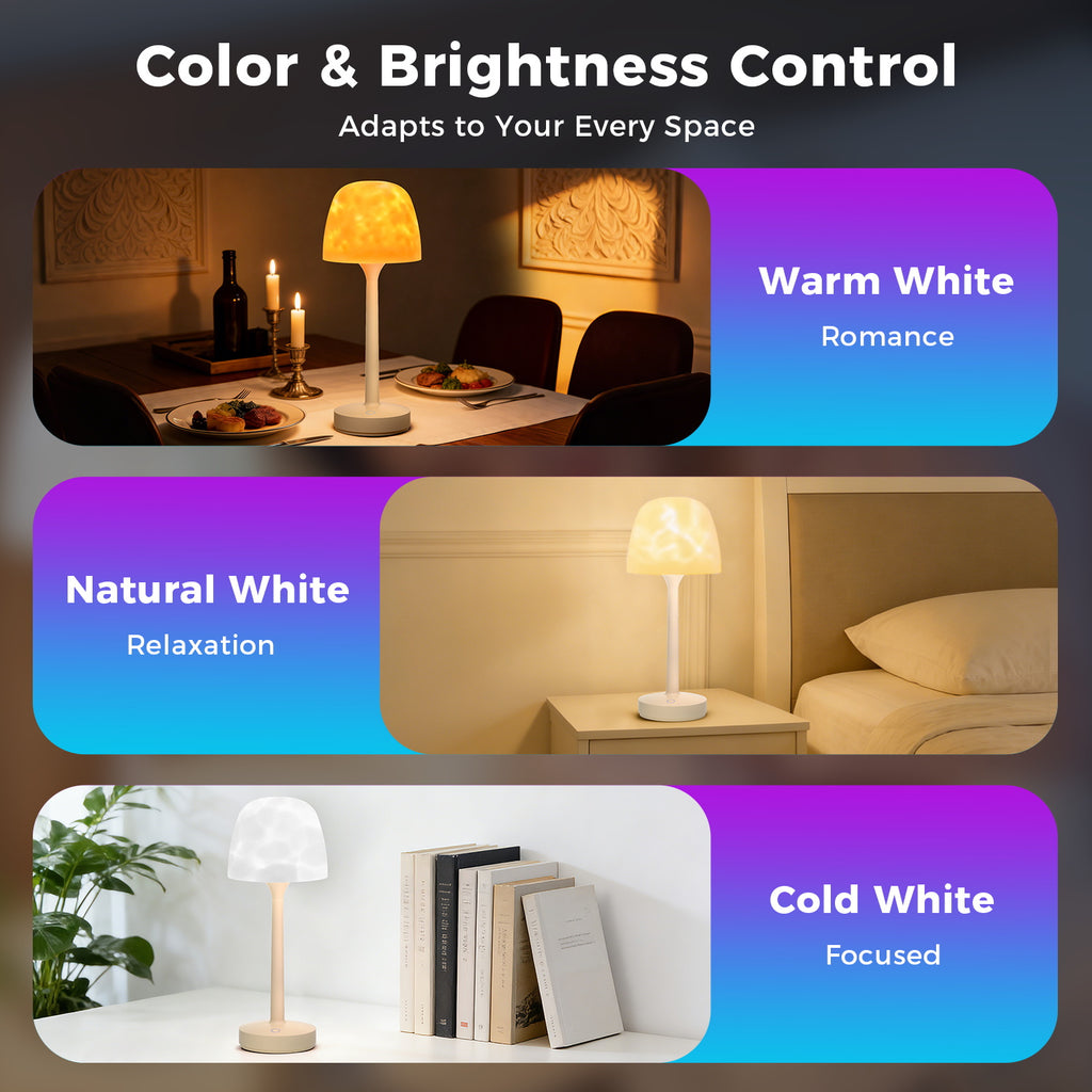 Shower lamp set color and brightness control - warm white for romance, natural white for relaxation, cold white for focus