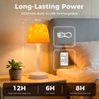 Waterproof shower lamp set with 4200mAh battery - 12H single light mode, 8H dual-light mode, USB rechargeable, includes remote control and charging cable